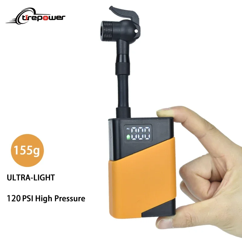 

120PSI Mini Bike Electric Air Pump Schrader Presta & Clik Valve MTB Rechargeable Compressor Portable Pocket Tire Inflator Pump