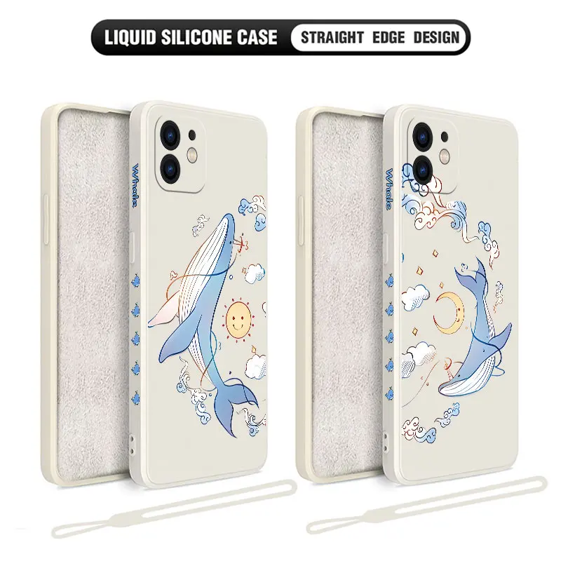 เคสโทรศัพท์ลายวาฬแฟนตาซีสำหรับ iPhone 15 14 13 12 11 PRO MAX MINI X XR xsmax SE 8 7 6S PLUS เคสซิลิโคนเหลวแบบนิ่ม