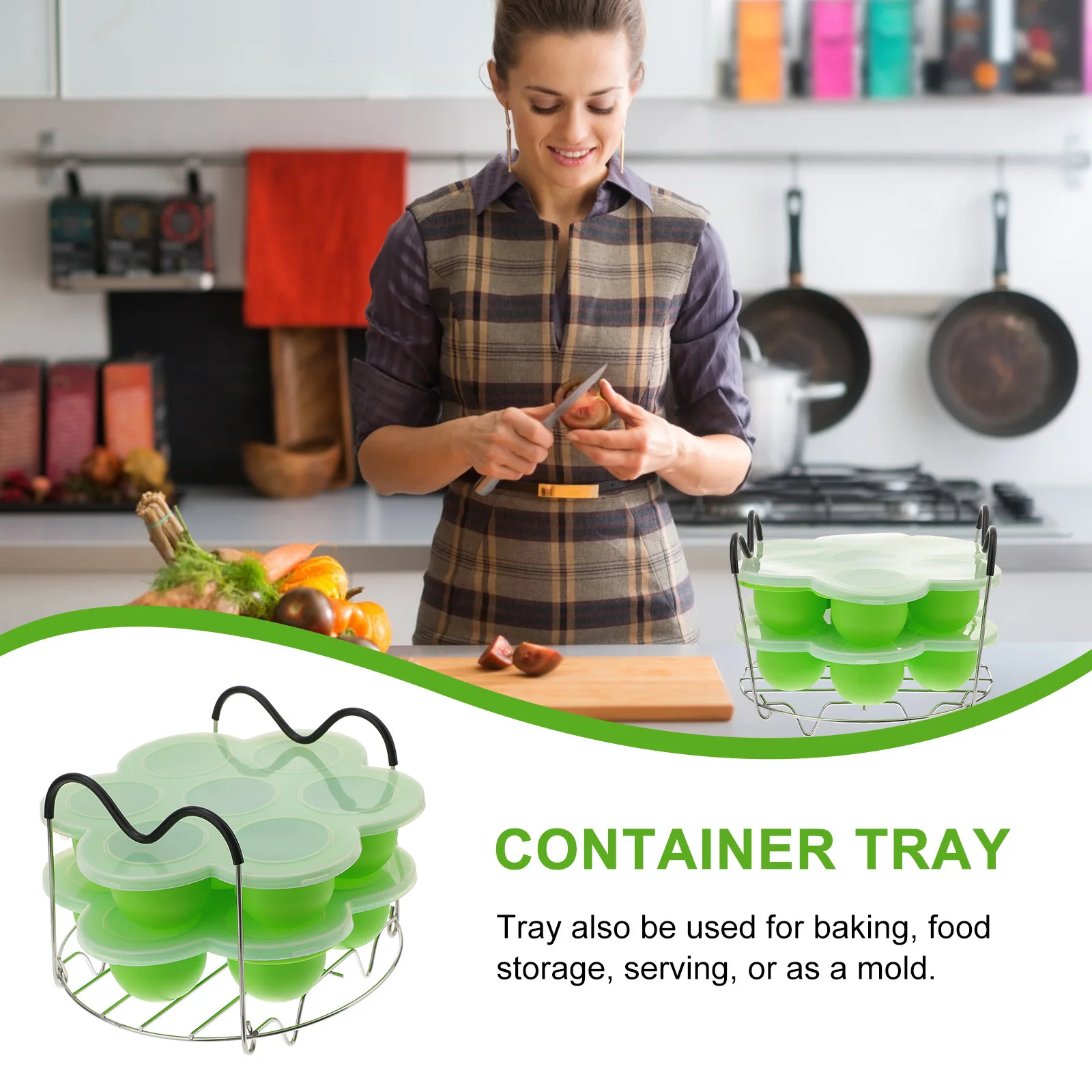 

3Pcs Baby Food Storage Tray Set Silicone 7 Cavity Heat Resistant Food Storage Container Rustproof Steamer Rack for