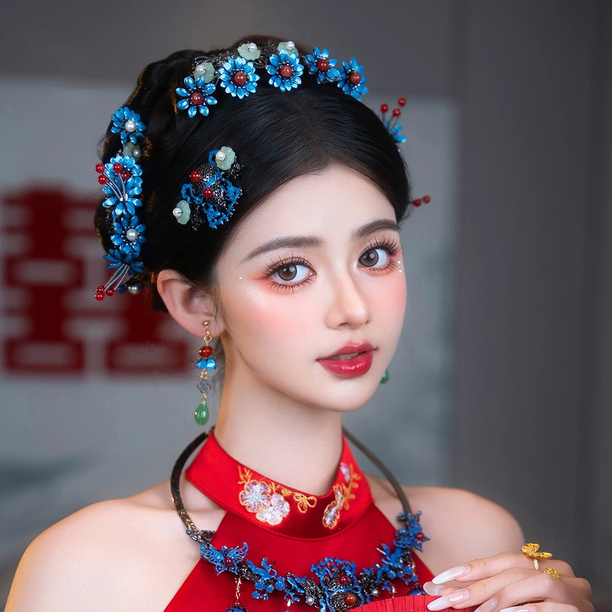 Qing Dynasty Cloisonné Han Bridal Chinese Cheongsam Hairpin Classical Age-Reducing Mamian Skirt Xiuhe Clothing Accessories
