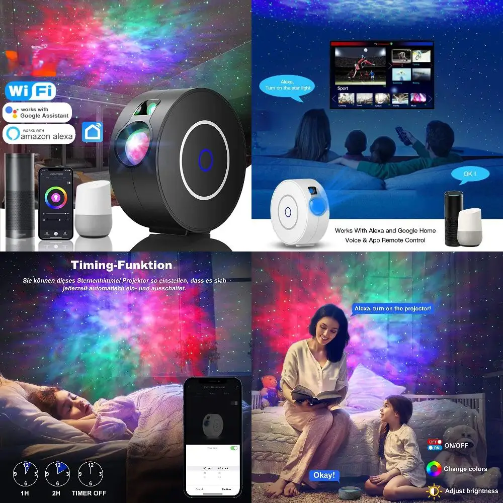 

WiFi Smart Aurora Star Projector Night Light - Alexa Voice Control LED Light for Baby Gift Aesthetic room items Mood light Stich