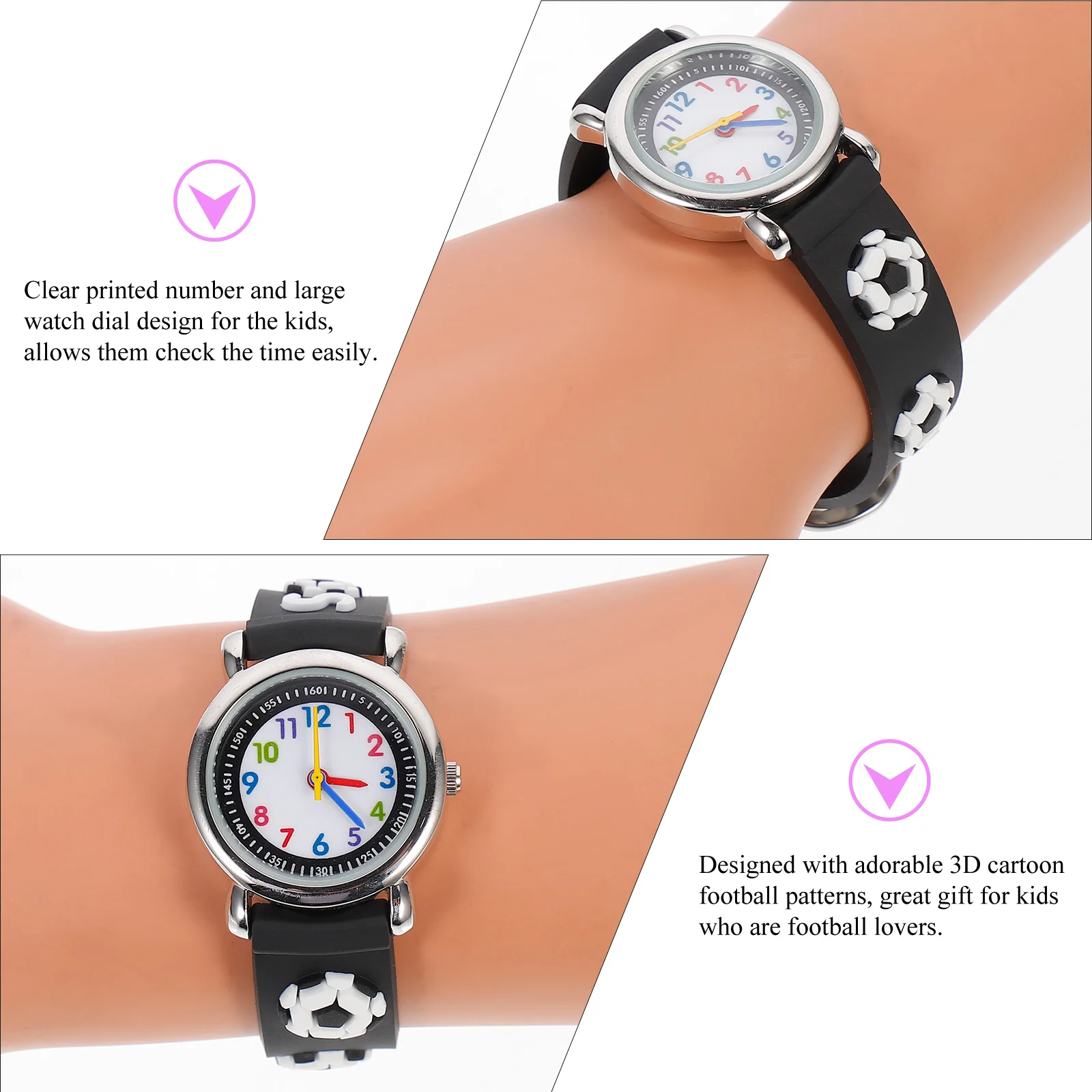 ساعة هدية رائعة بأنماط كرة القدم الكرتونية ثلاثية الأبعاد سهلة الضبط، رقم مطبوع واضح، قرص كبير، متين وعملي #4