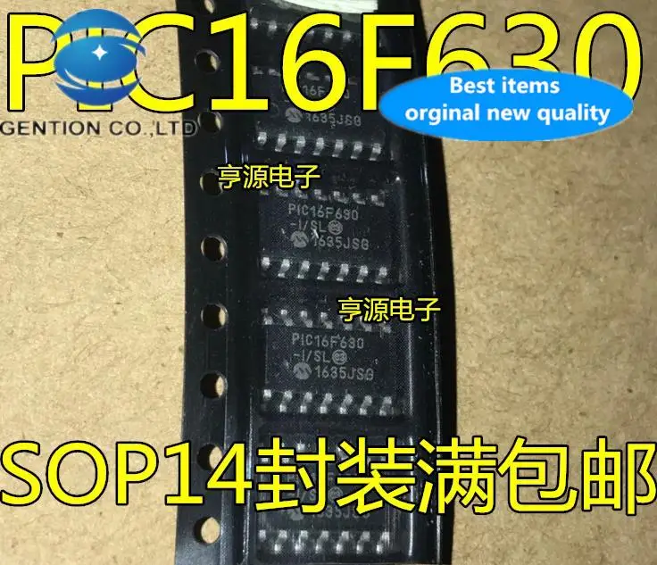 

10 шт. 100% оригинал, новый в наличии PIC16F630 PIC16F630-I SL SOP14, гарантированный чип контроллера микрочипа