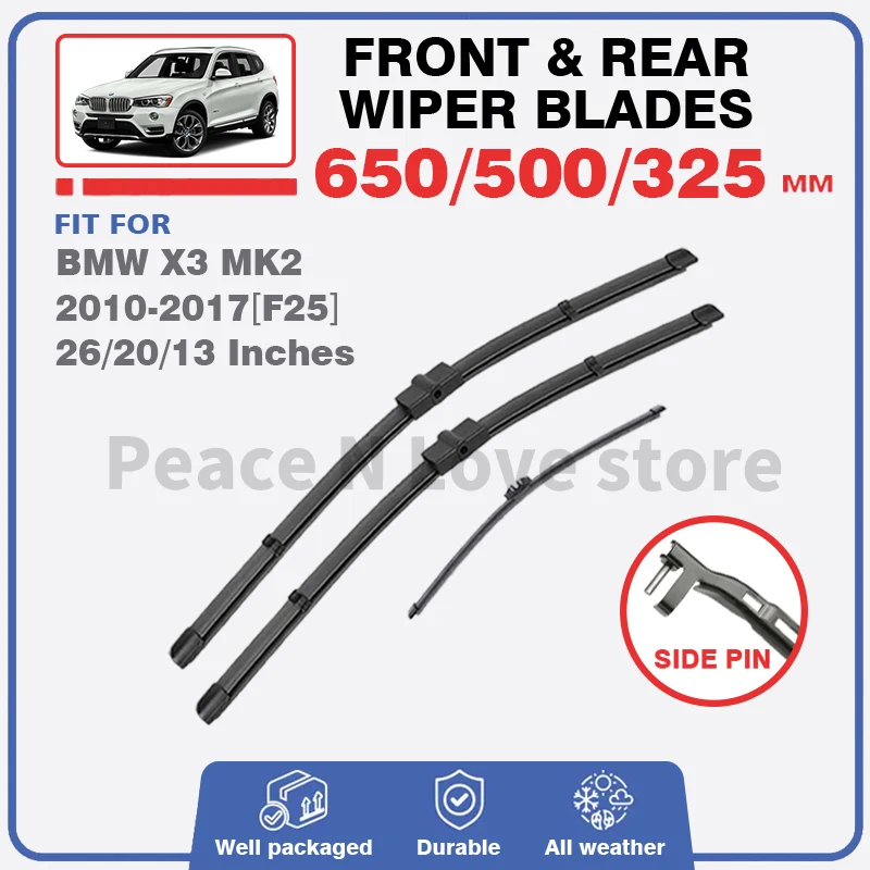 

Front Rear Wiper Blades For BMW X3 MK2 F25 2010-2017 2015 2014 2016 2012 Windscreen Windshield Window 26"20"13" Car Accessories