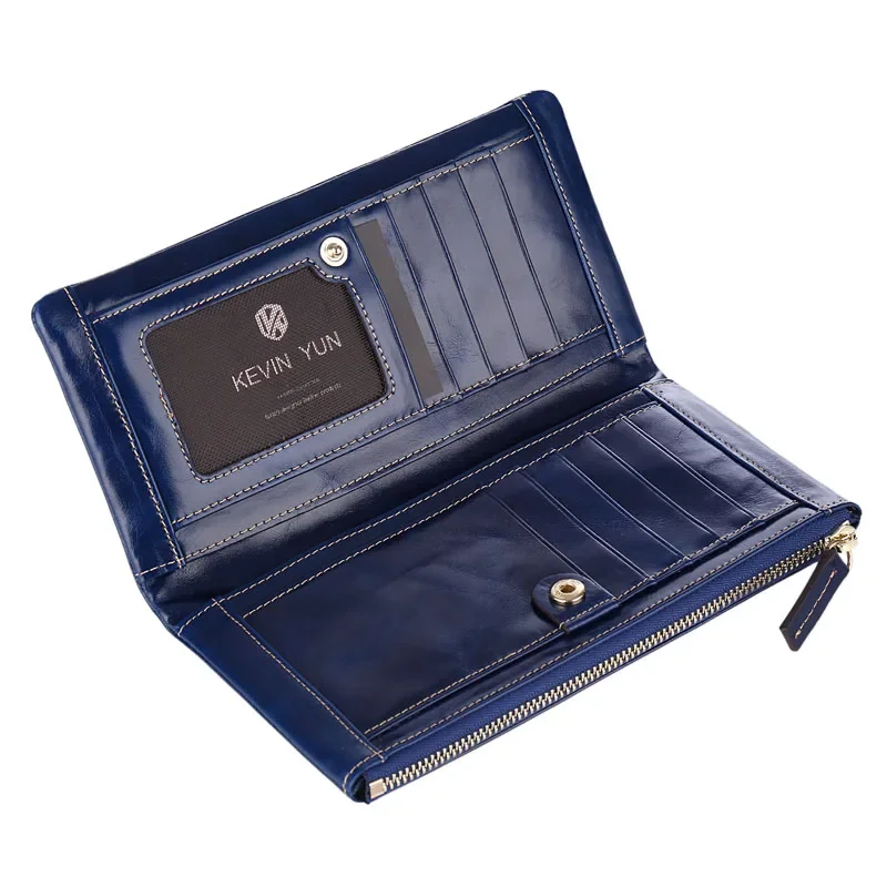 Luxury Women Wallets Long Genuine Leather Purse Oil Leather Female Wallet Casual Carteira Feminina
