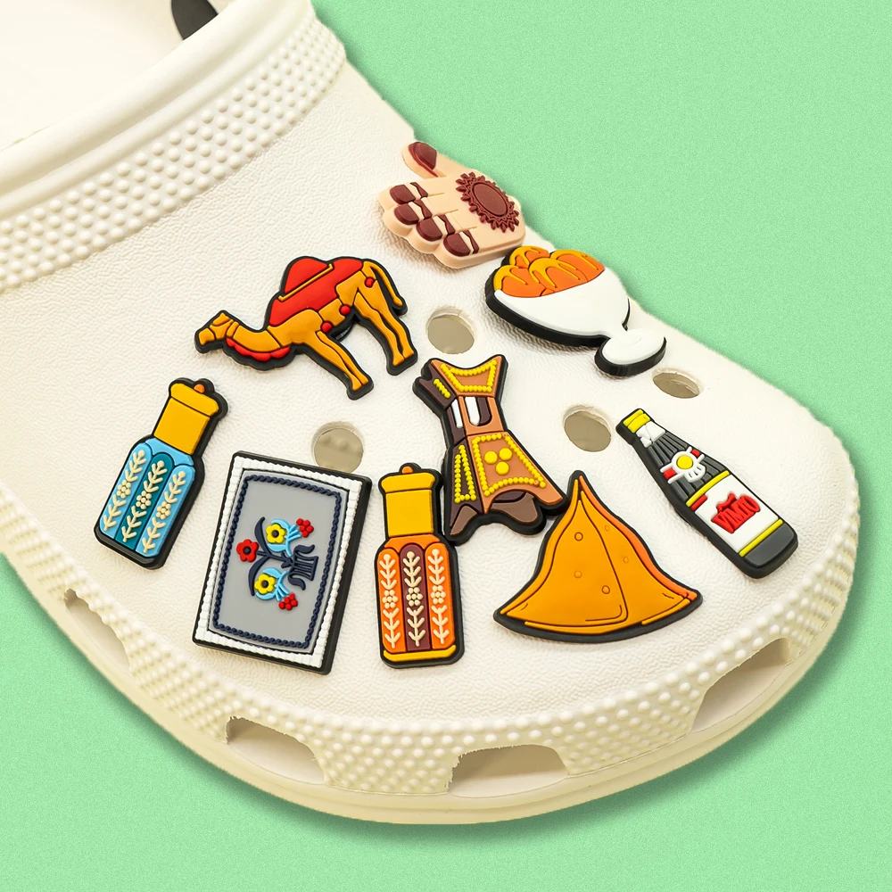 1/27 Uds. Decoración de zapatos de estilo saudita para sandalias, accesorios para zapatos con campana de comida, dijes, regalo para niños, se adapta a todos los zuecos