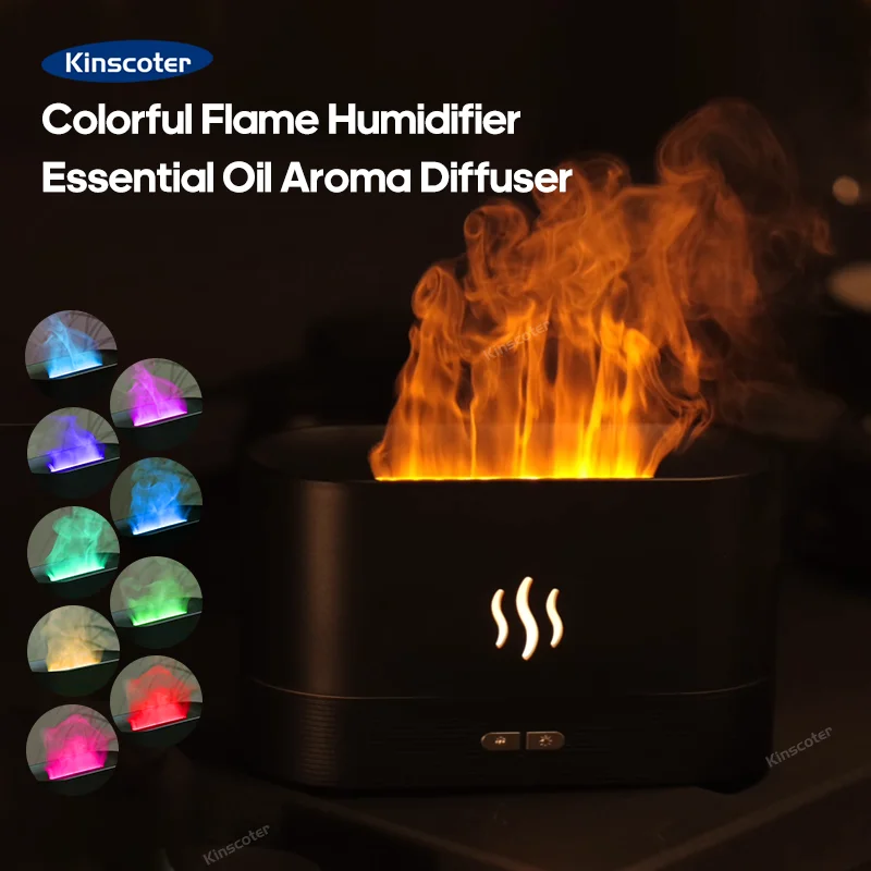 Flame Aroma Diffuser, Fragrance Essential Oil Aromatherapy Diffuser Air Freshener, Home USB Desktop Air Humidifier Purifier