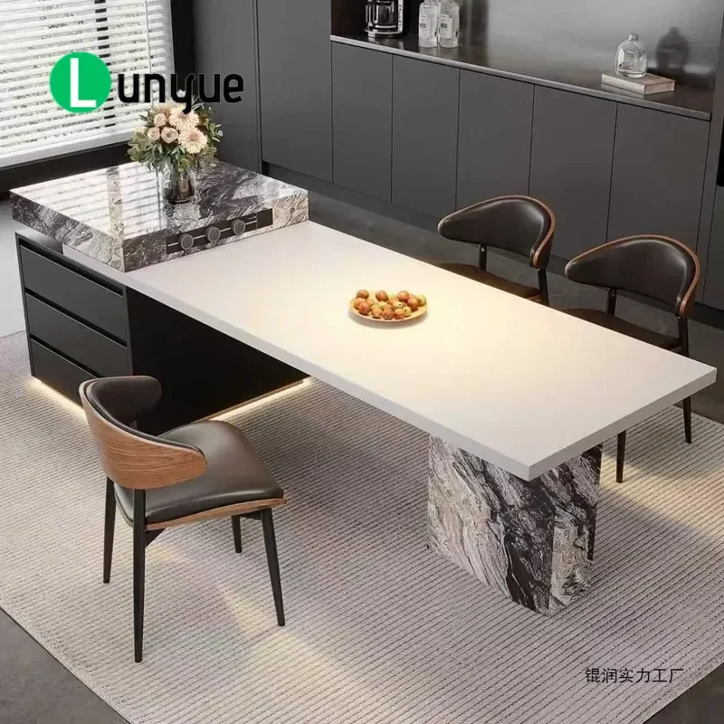 Italian Sintered Stone Kitchen Island Dining Table Retractable Multi Functional Furniture for Large Villa Household