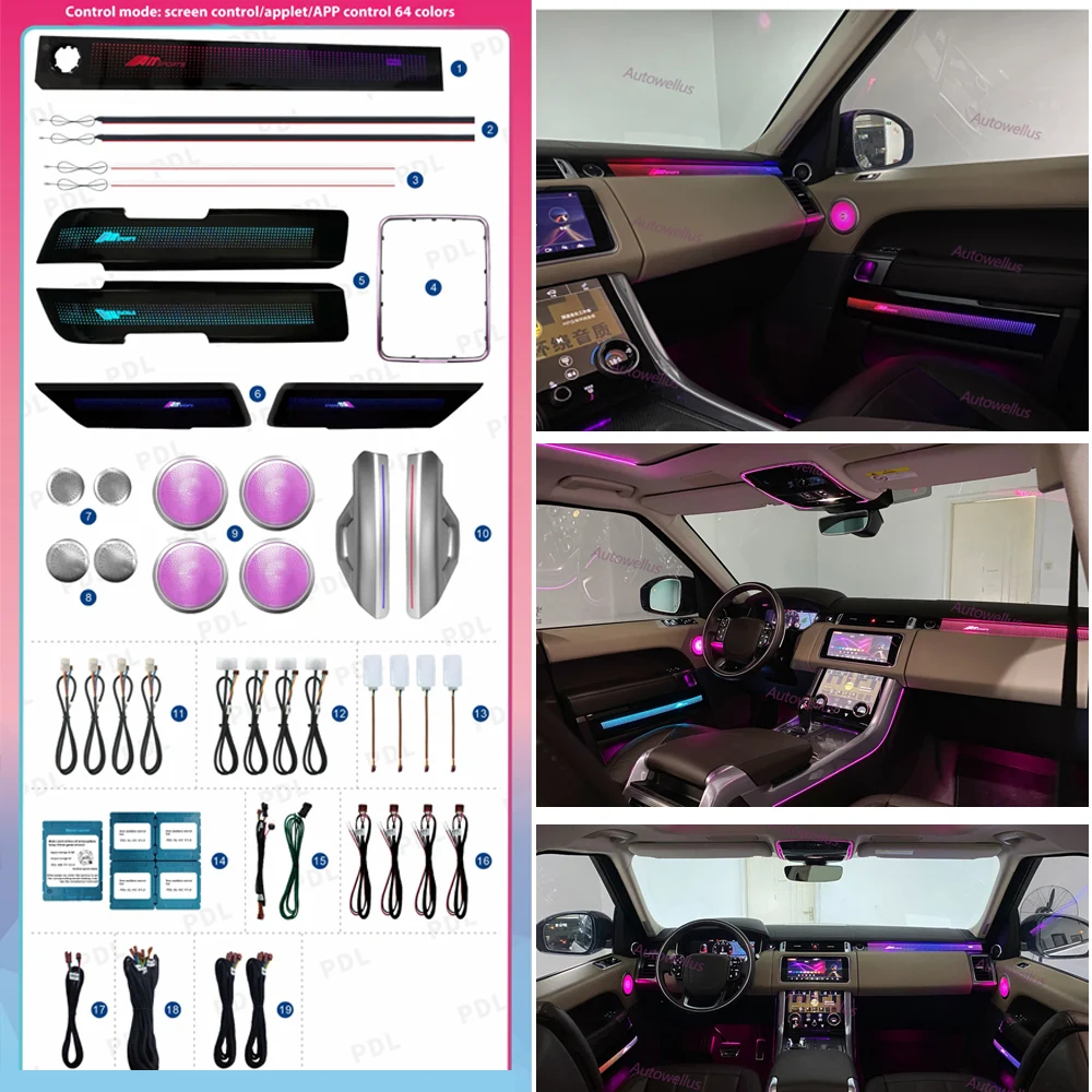 Door Speaker Dymamic LED Ambient Light for Range Rover Autobiograghy/ LWB 2014-22 Atmosphere Lamp Decorate Accessaries Upgrade