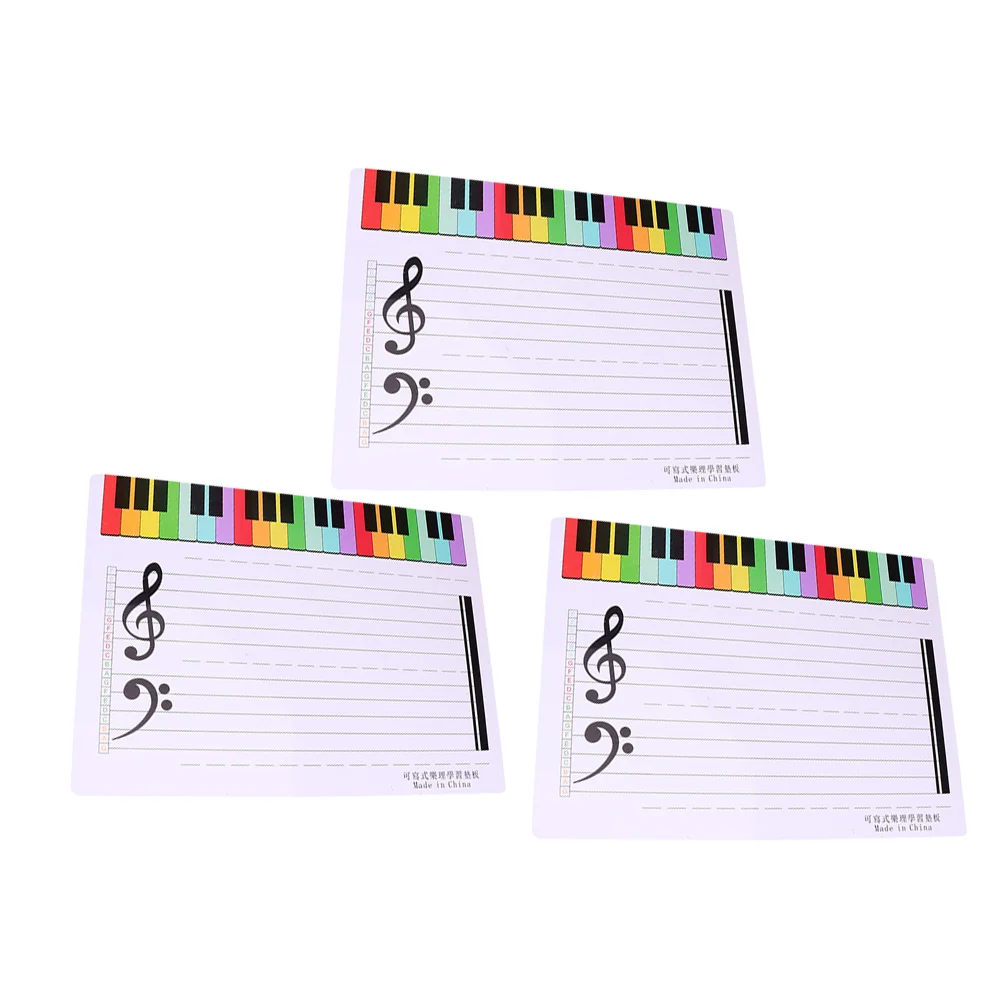

3 Pcs Staff Whiteboard Writable Piano Stave Cards Erasable Teaching Notation Tool Musical Note