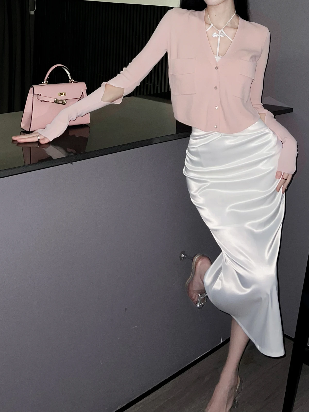 

Вязаный кардиган BaZong из ледяного шелка, приталенный, с длинным рукавом и V-образным вырезом, для женщин, весна-лето 2024, для защиты от солнца и кондиционированных помещений