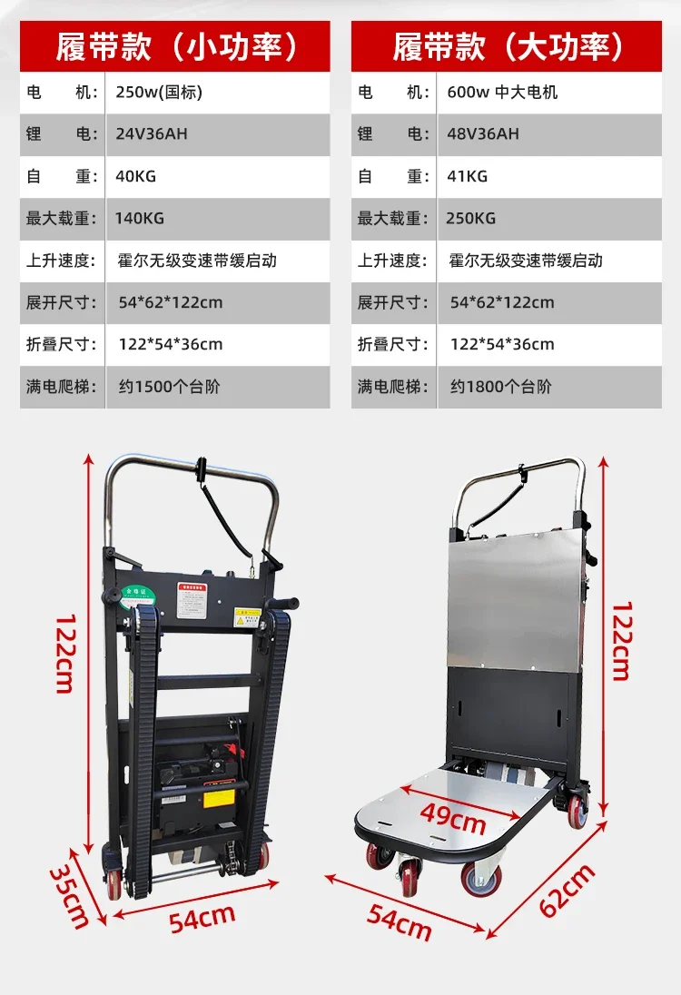 Xe Bánh Xích  Leo Tường Điện Gấp  Tải Tự Động Ở Tầng Trên  Đẩy Chở Hàng Thương Mại Leo Cầu Thang Hiện Vật