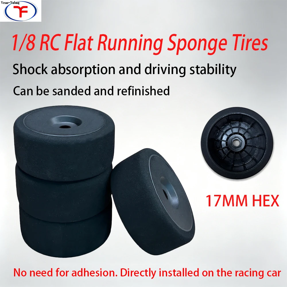 1/8 RC Foam Tires High Density Sponge Wheel Tyres 17mm Hex for 1:8 On-Road Buggy Car Asphalt Racing Drift Smooth Surface RC Car