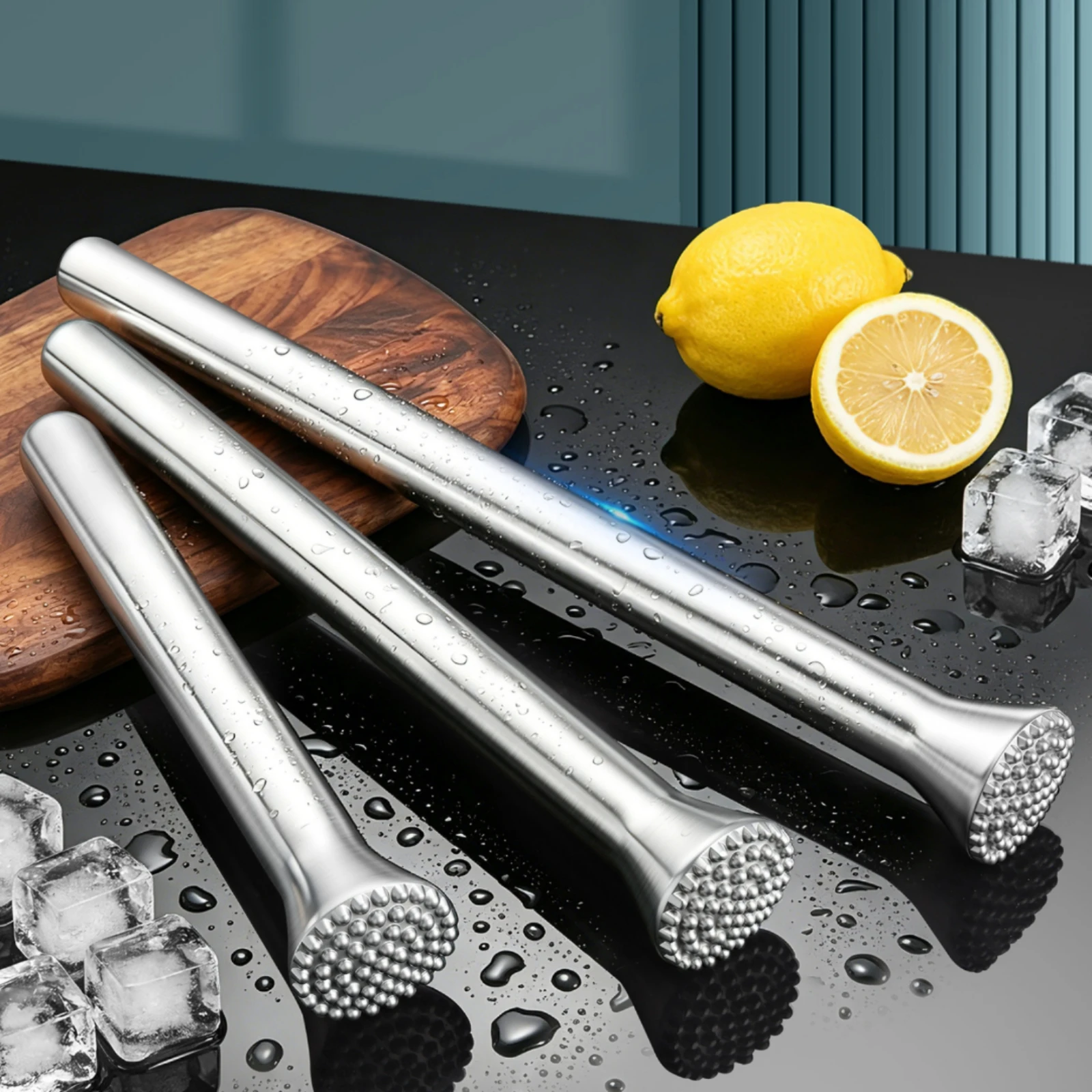 Drink Mixing Tool Rust-Resistant One-Piece Stainless Steel Muddler Bar Tool Food-Grade for Mixed Drink Enthusiasts, Cafés