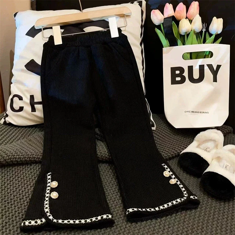 موضة الفتيات السراويل 2024 الخريف الشتاء زائد المخملية رشاقته السراويل الاطفال الملابس بناطيل كاجوال الفتيات سروال قصير دافئ #3