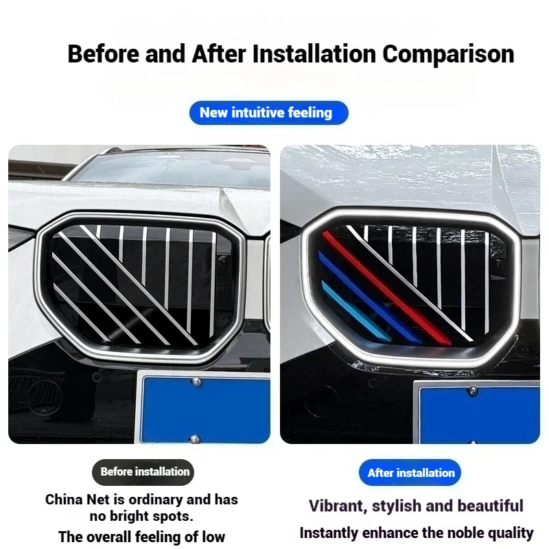 3Pcs Car Grille Trim Strip For BMW X3 G45 2025 Racing Grille Strip Trim Clip Performance M car Interior Accessories