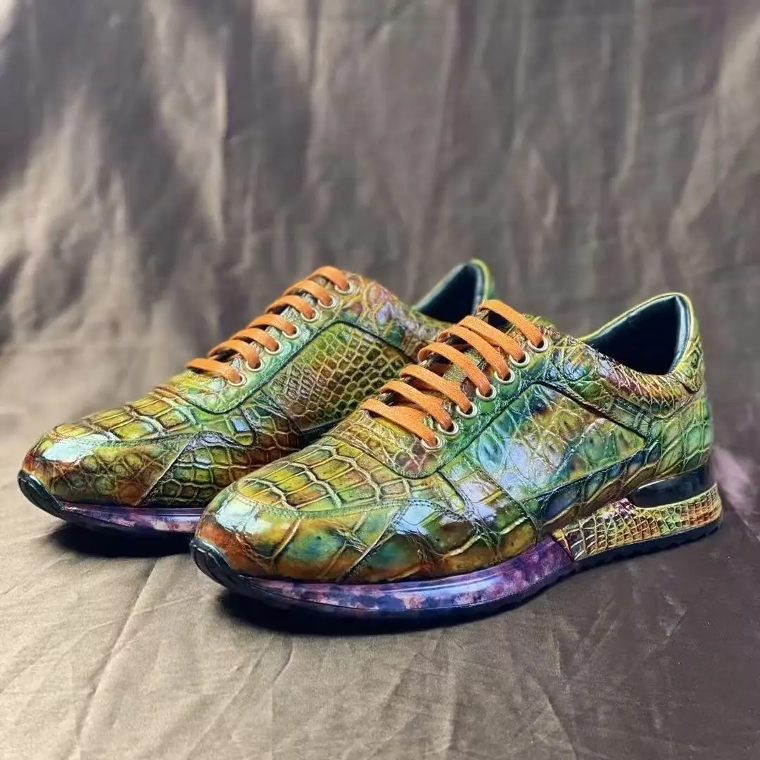 2026 new arrival Fashion Crocodile Skin causal shoes men,male Genuine leather shoes PDD835