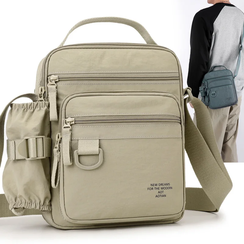 Waterproof Oxford commuter single-shoulder handbag, men's ultra-light crossbody bag, women's water bottle backpack