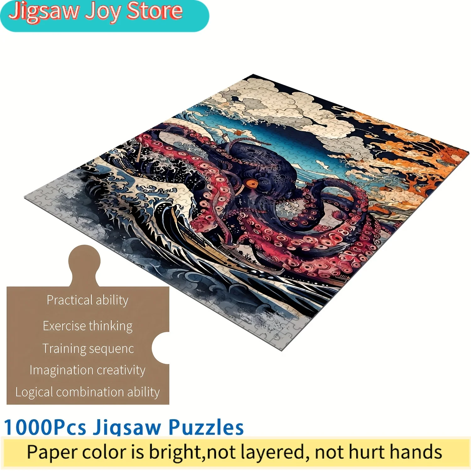 

Sea Monster Raging Waves Art Puzzle, Waterproof & Scratch-Resistant, Large Jigsaw Toy for, Ideal Gift for Mythic Ocean Lovers