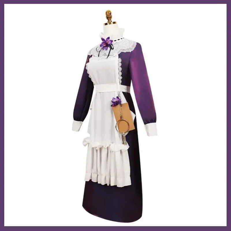 لعبة عكس: 1999 الثلاثاء كريستين أزياء تنكرية لكريم الأساس سانت بافلوف فستان خادمة أرجواني عميق شعر مستعار امرأة مثيرة لطيف بدلات الحفلات