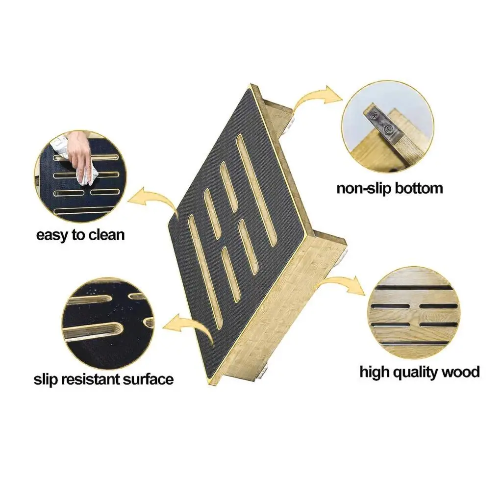 مسند قدم خشبي مضاد للانزلاق لسطح القدمين لغرفة النوم والمطبخ #5