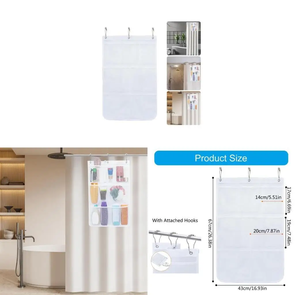 

R9UF Bathroom Hanging Organizers Bag Waterproof Storage Bag Shower Caddys Bag Mesh Shower Organizers Suitable for Home and Dorm