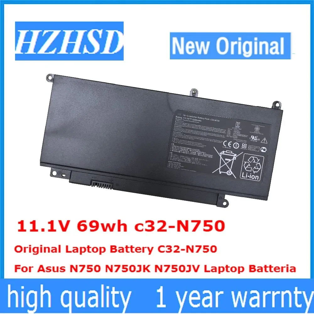 11.1V 69wh c32-N750 Original Laptop Battery C32-N750  For Asus N750 N750JK N750JV Laptop Batteria