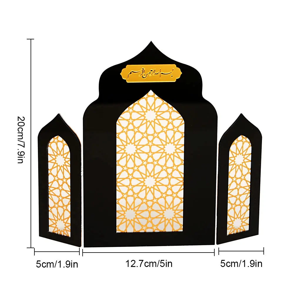 Acrylic Foldable Hollow - Islamic Ramadan Screen Ornament Table Decor for Eid Muslim Festival Home Desktop Decoration