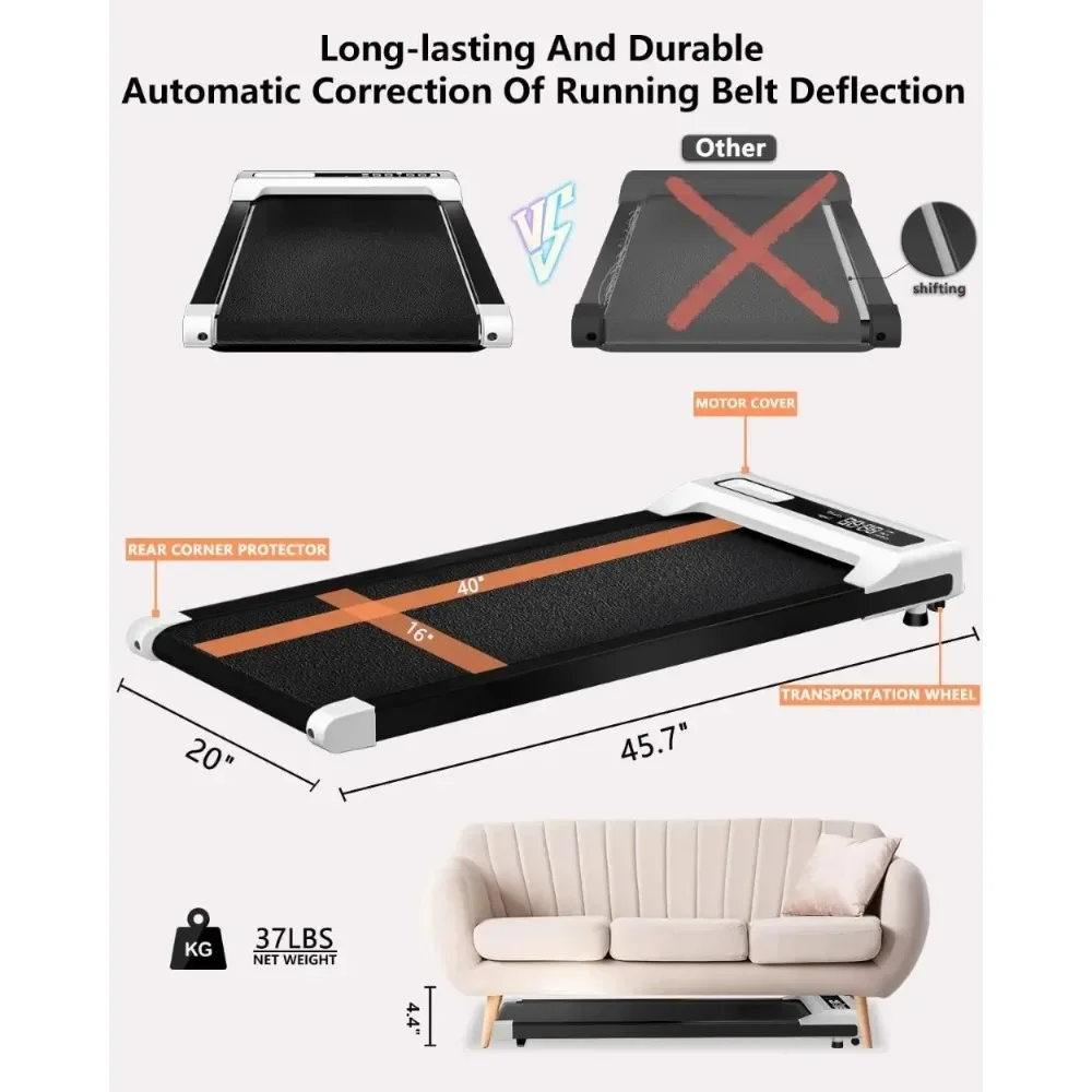 Walking Pad 2 in 1 for Walking and Jogging, Under Desk Treadmill for Home Office with Remote Control