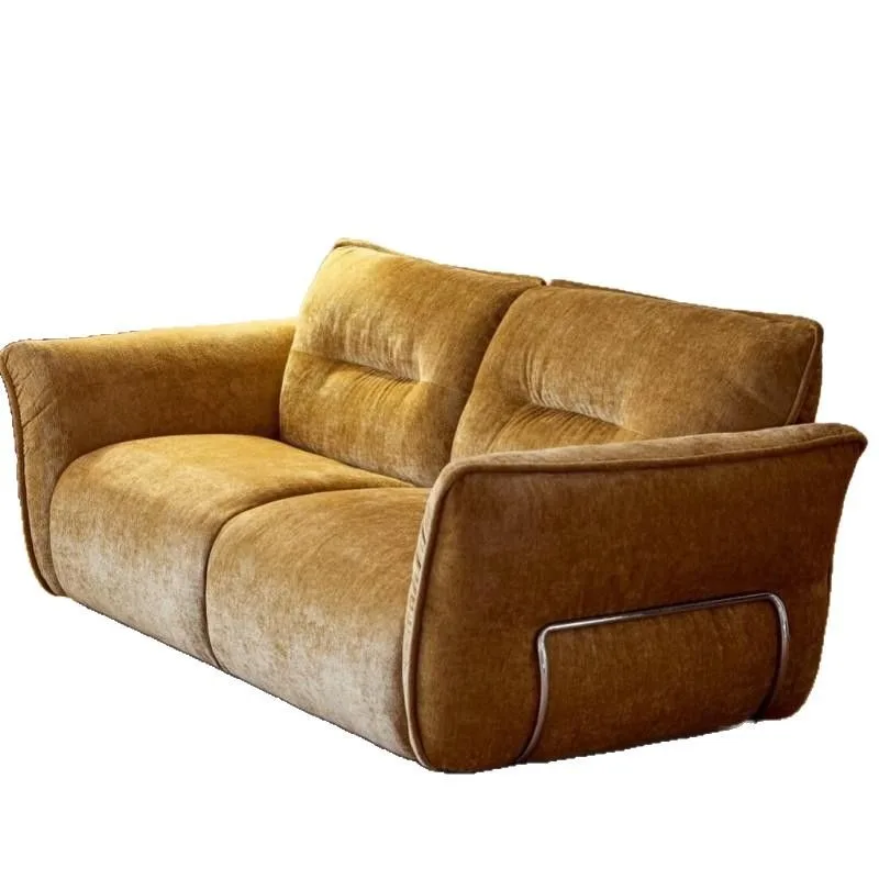 French retro cream style fabric sofa small apartment living room straight row puff petal sofa