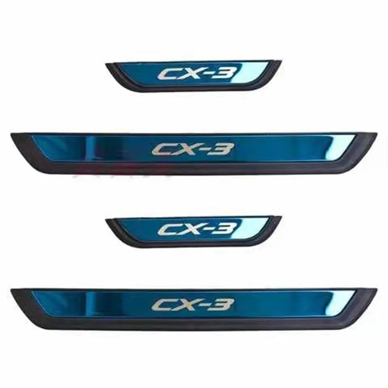 For Mazda CX-3 CX3 Accessory 2021 2020 2019 2016-2018 Stainless Car Door Sill Kick Scuff Plate Protector Trim Cover Pedal Guard