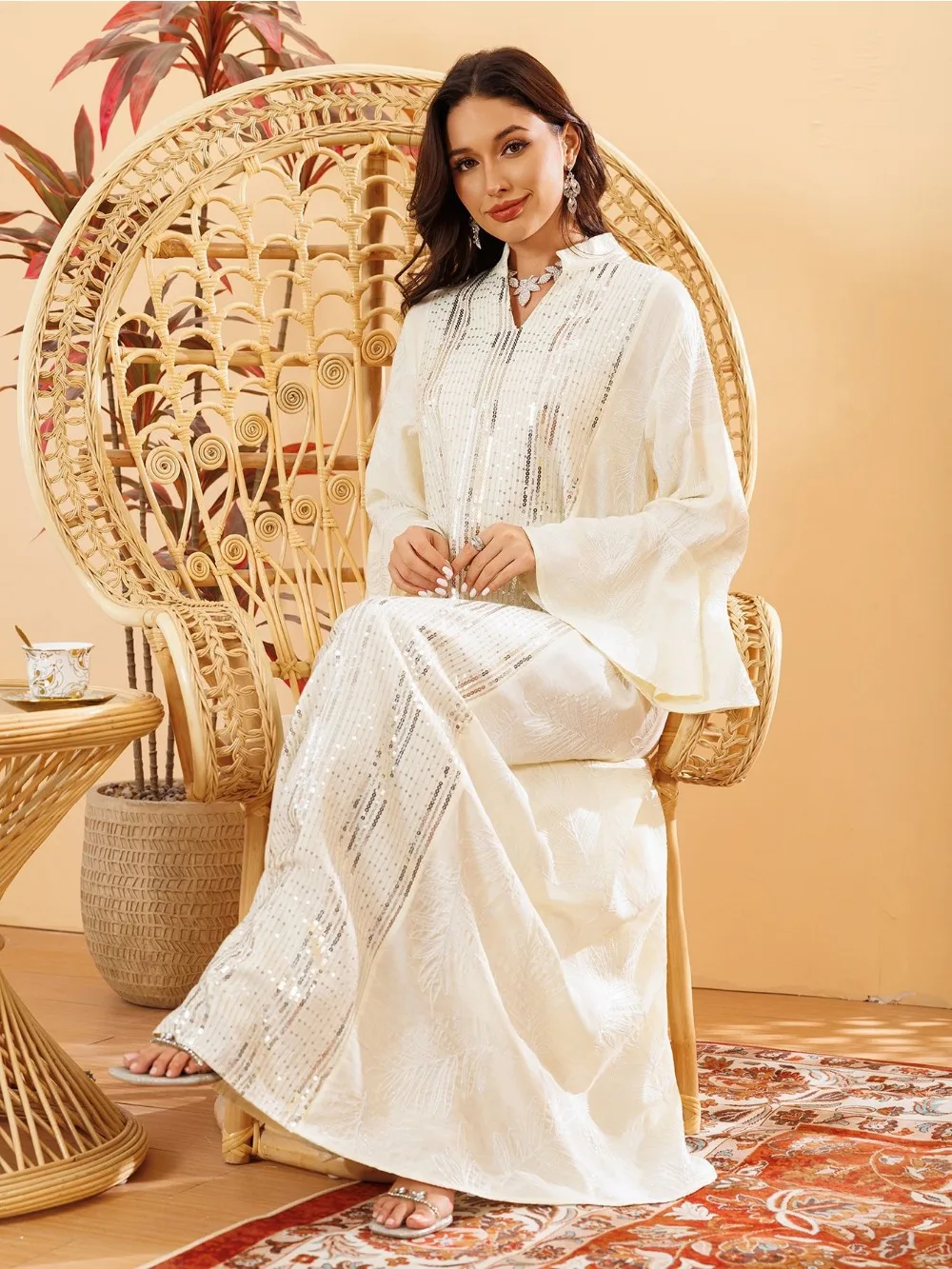 Ramadan Eid Muslim Women Sequins Party Dresses Autumn Arab Robe Morocco Kaftan Dubai Abayas Islam Jalabiya Vestidos Largo 2025