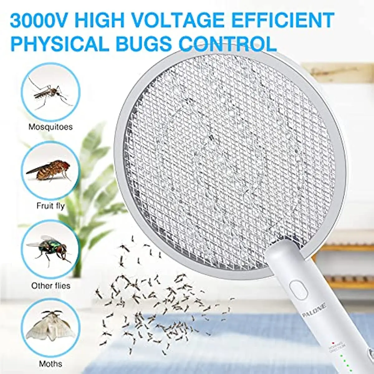 2026 New Upgrade 2 In 1 Mosquito Swatter Electric Fly Bug Killer Lamp Zapper With 1200mAh Battery USB Charge With Safety Mesh Fo
