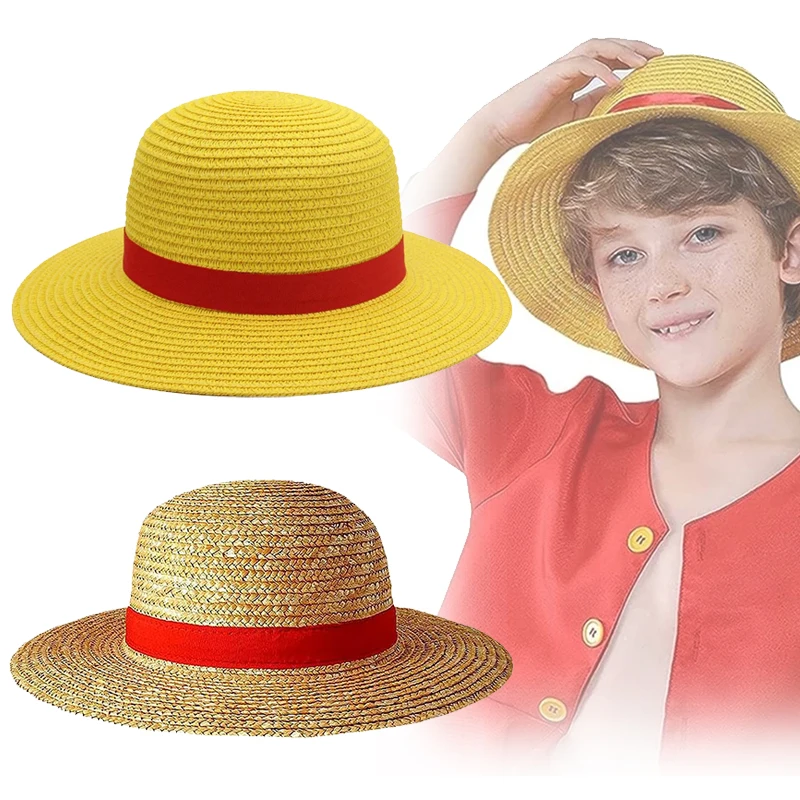 Anime One Piece Luffy Straw Hat Monkey D. Luffy Cosplay Costume Hat 35cm Summer Sun Hat Prop Accessories Gift 