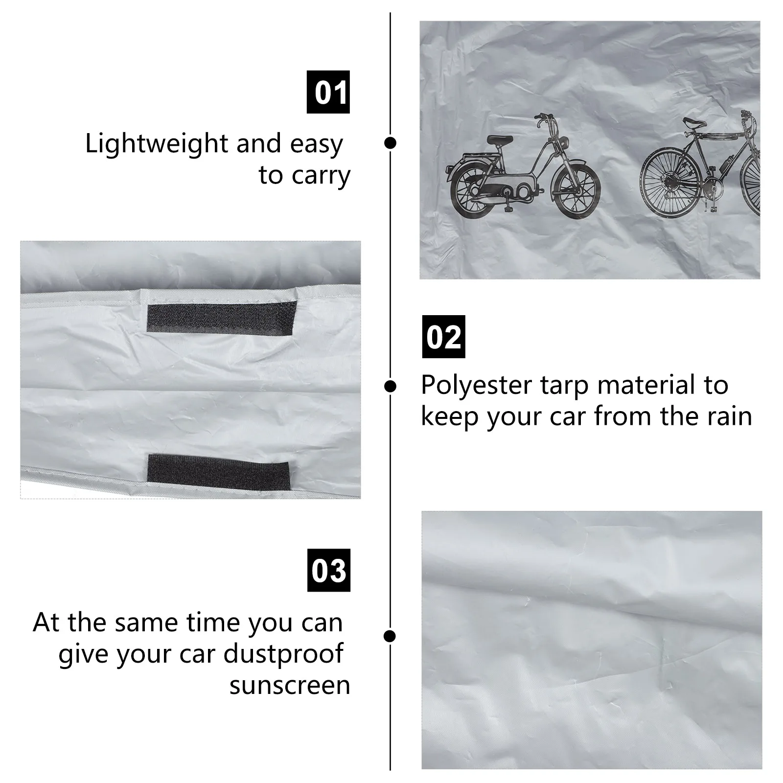 

Grey Bike Cover Dustproof Waterproof Protective Cover Outdoor Universal for Bicycle Motorcycle Storage Outdoor Bike Storage