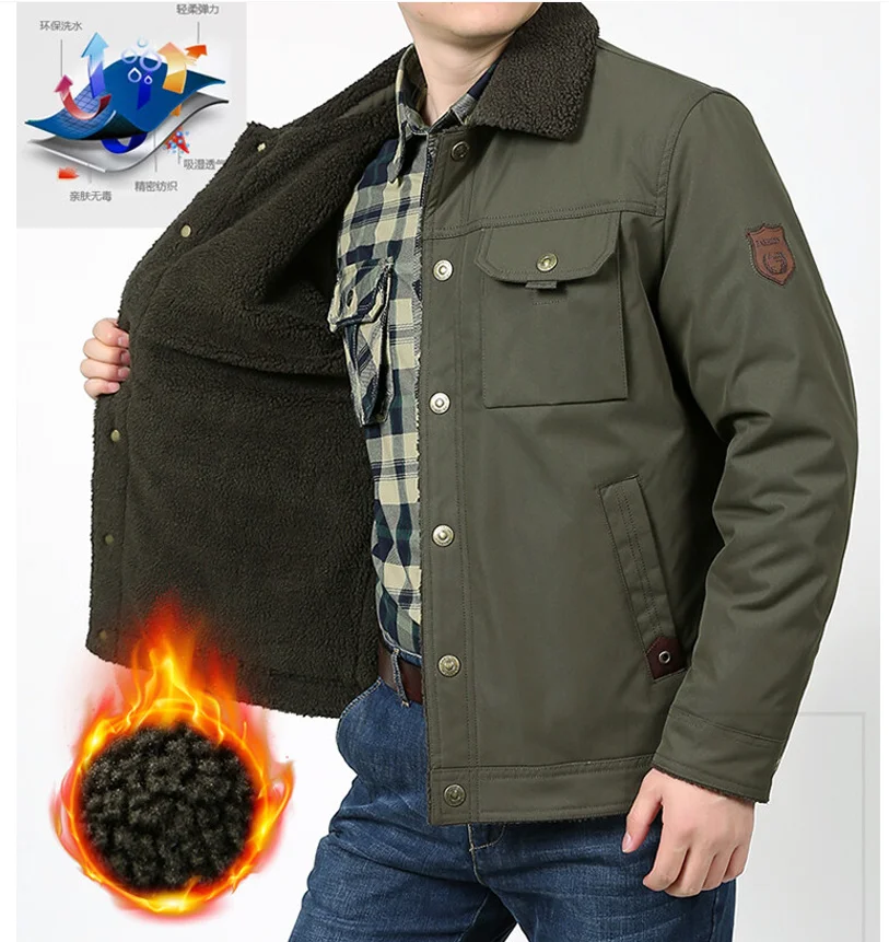 

Middle Aged Windproof Jacket Winter Skiing Men Warm Plush Thick Parka High Quality Casual Fashionable Youth New Winter Jacket