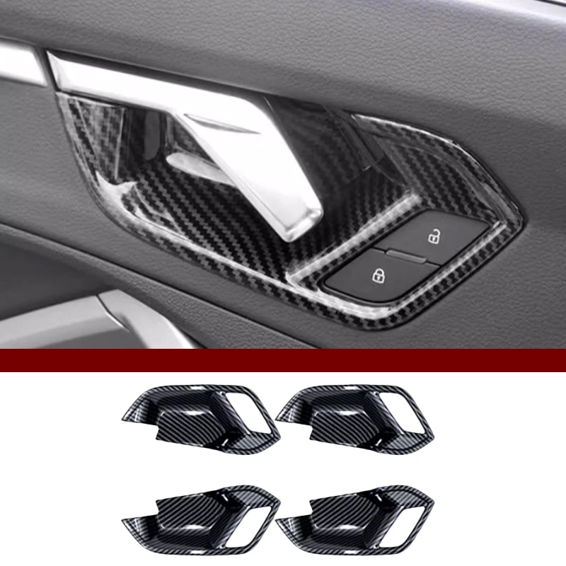 Car Console Dashboard Panel Decoration Cover Trim Strips For Audi Q3 2019-2022 LHD Carbon Texture Interior Modified Accessories