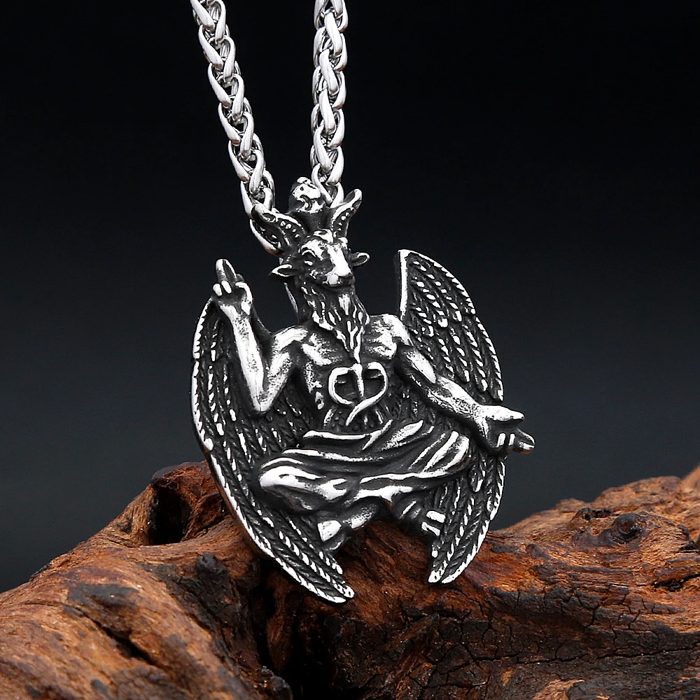 Mode Vintage Gothic Satanic Anhänger Edelstahl Luzifer Halsketten Für Männer Frauen Pagan Amulett Schmuck Geschenke Dropshipping
