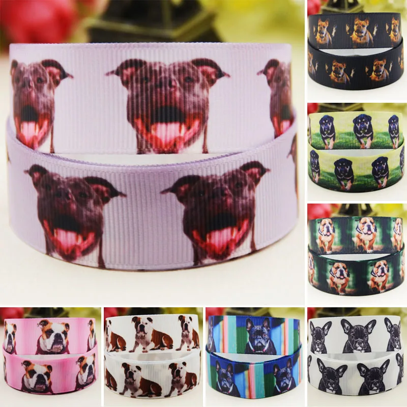 22mm 25mm 38mm 75mm dog cartoon printed Grosgrain Ribbon party decoration 10 Yards satin ribbons