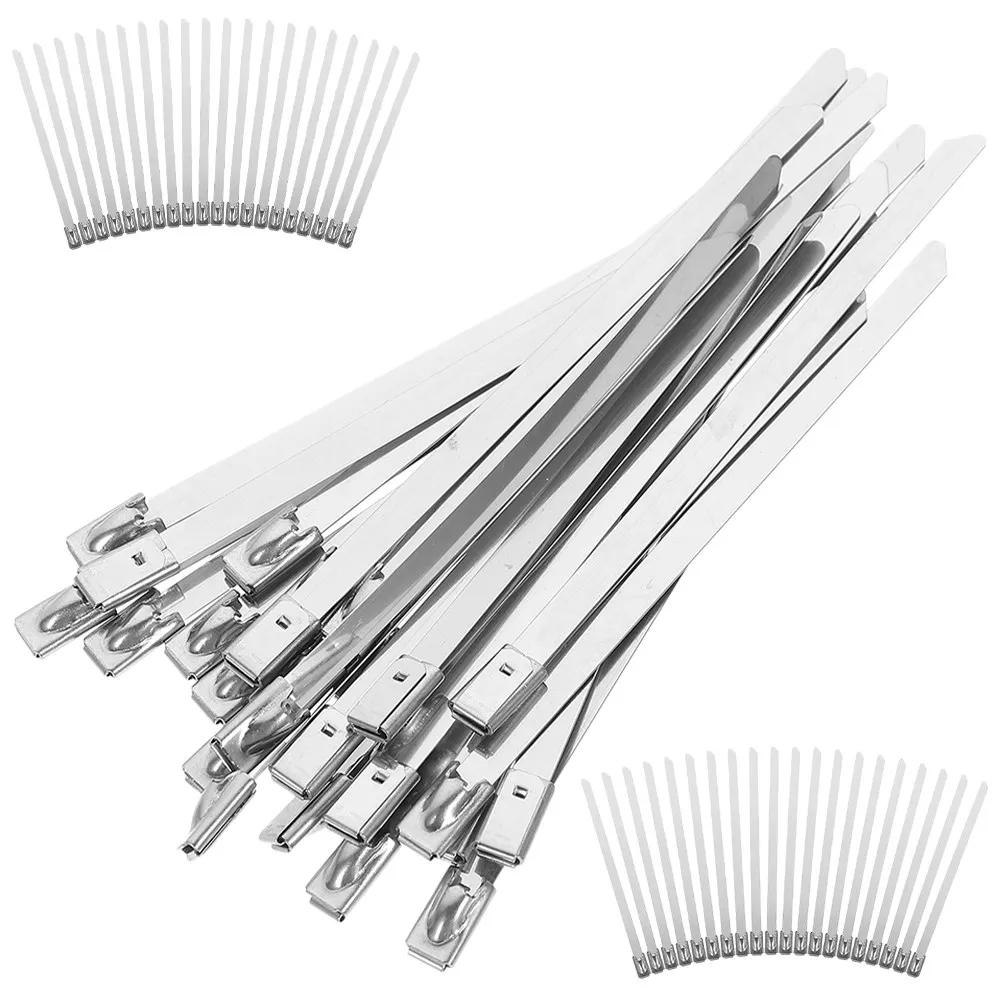 100Pcs Stainless Steel Zip Ties Heavy Duty Metal Cord Ties for Cable Wire Fence Fixing Organizing Zip Tie Stainless Steel Tie