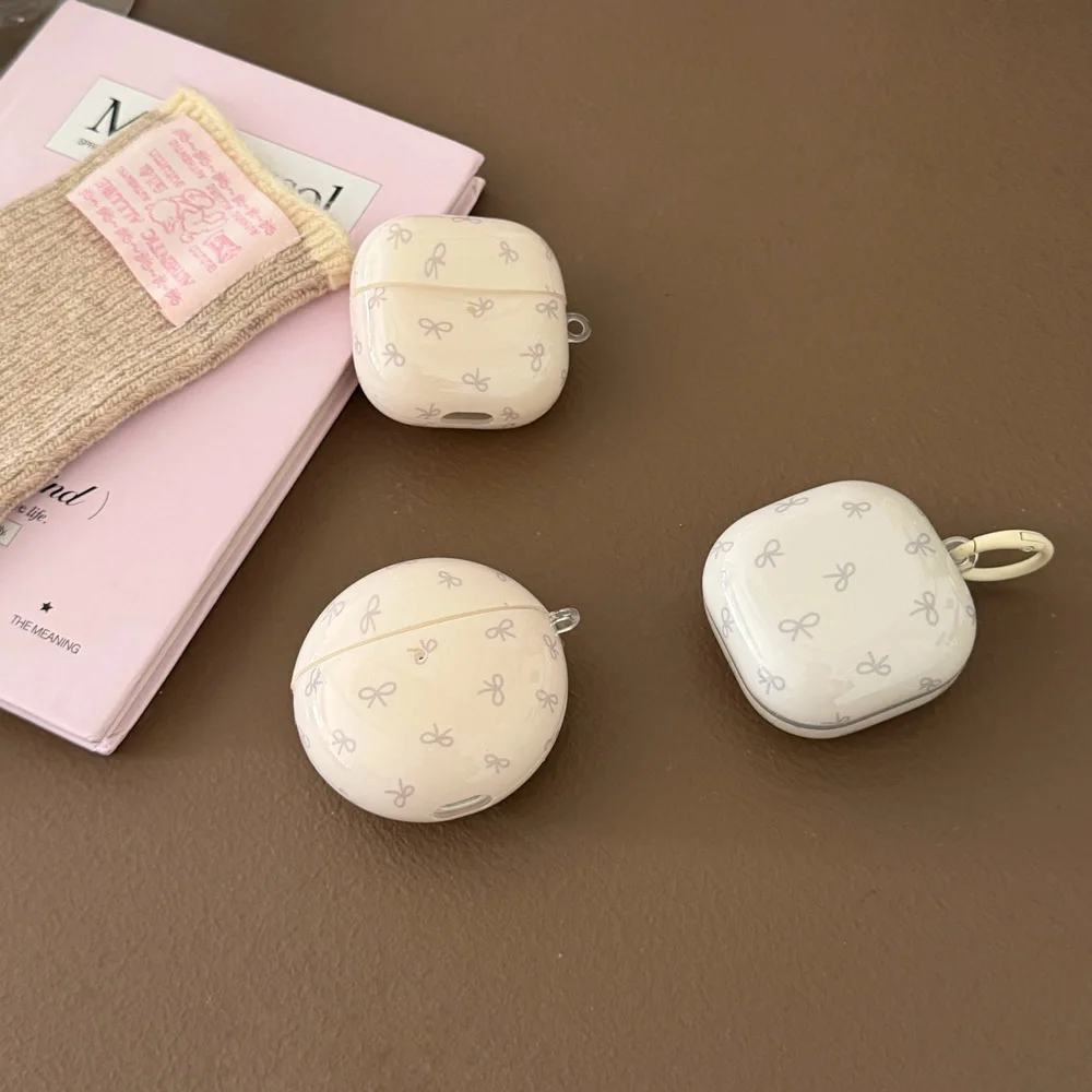 Frische Farbige Schleifenknoten-Hülle in Rosa und Blau mit Haken für Samsung Galaxy Buds 4 2 Pro Live, Schutzhülle für Buds 3 Pro FE Core