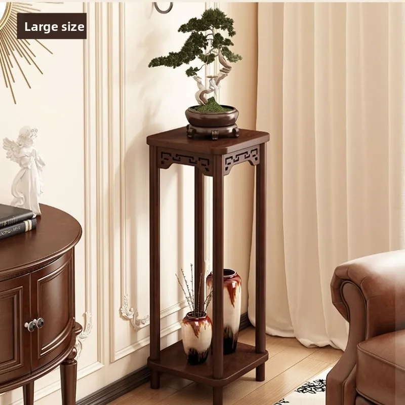 Cream Wood Plant Stand 2-Tier Extra Long Flower Shelf Thickened Flower Pot Holder Display Stand for Indoor Living Room Balcony
