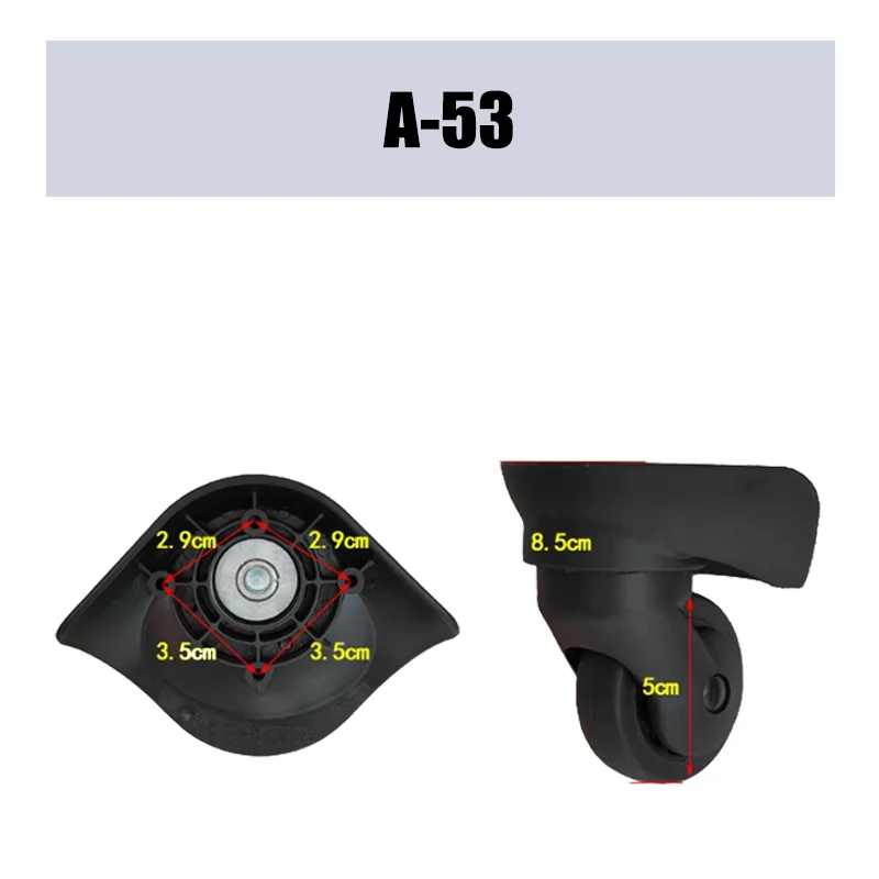 For Hongsheng A-53 Trolley Case Wheel Pulley Sliding Casters Universal Wheel Luggage Wheel Silent Smooth Wear-resistant Black