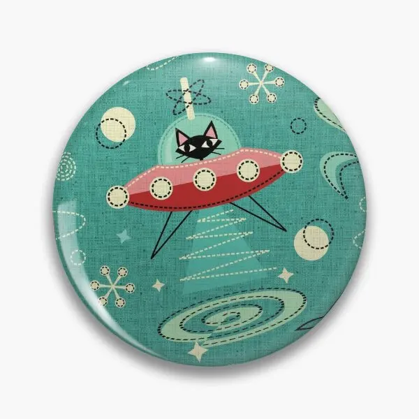 My Kitty Drives A Ufo Atomic Space Cat  Soft Button Pin Cute Creative Gift Jewelry Cartoon Fashion Hat Decor Lapel Pin Badge