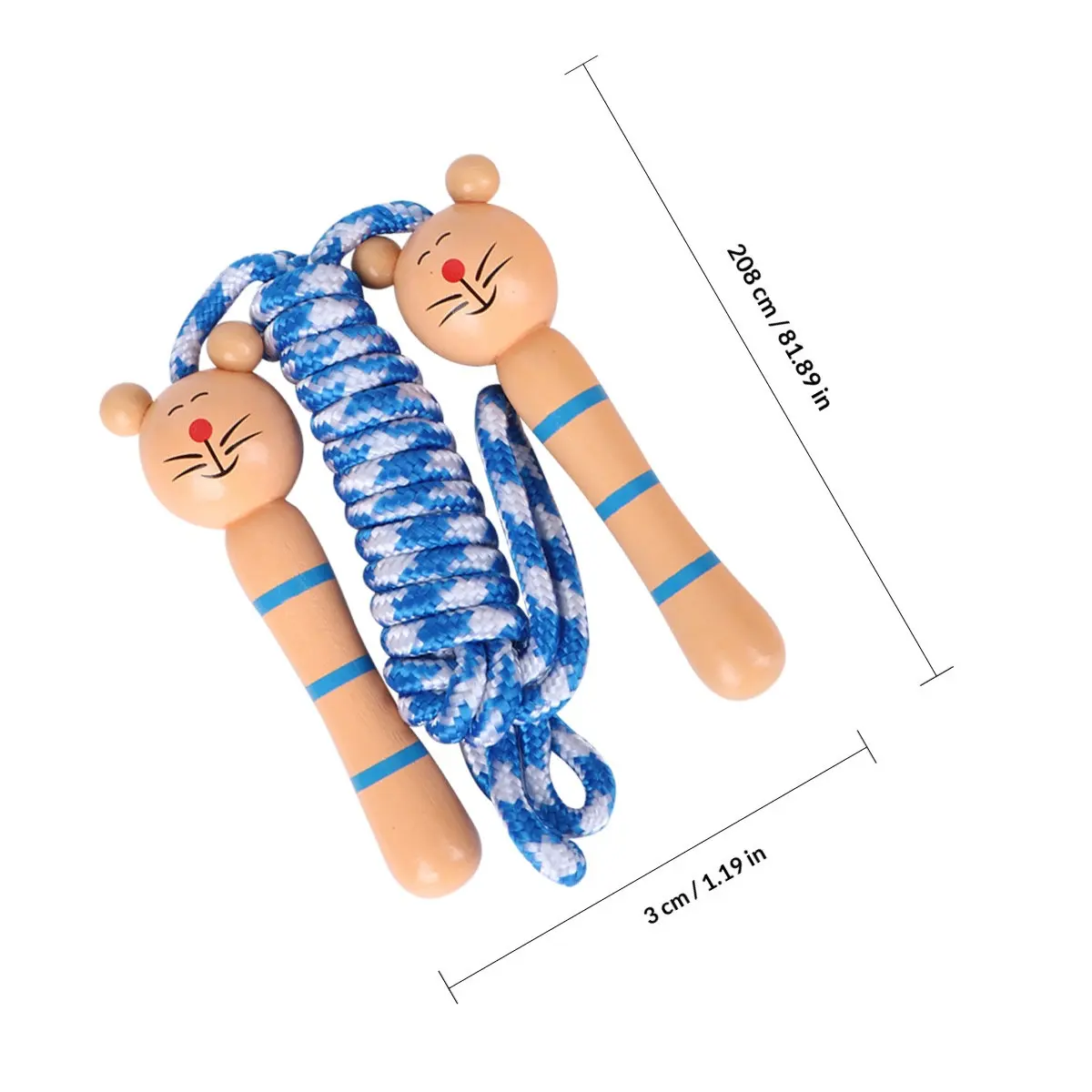 2Pcs Children Skipping Ropes with Natural Wood Handles Soft Flexible Tangle-Free Rope Ideal for Daily Jumping Exercise Kids