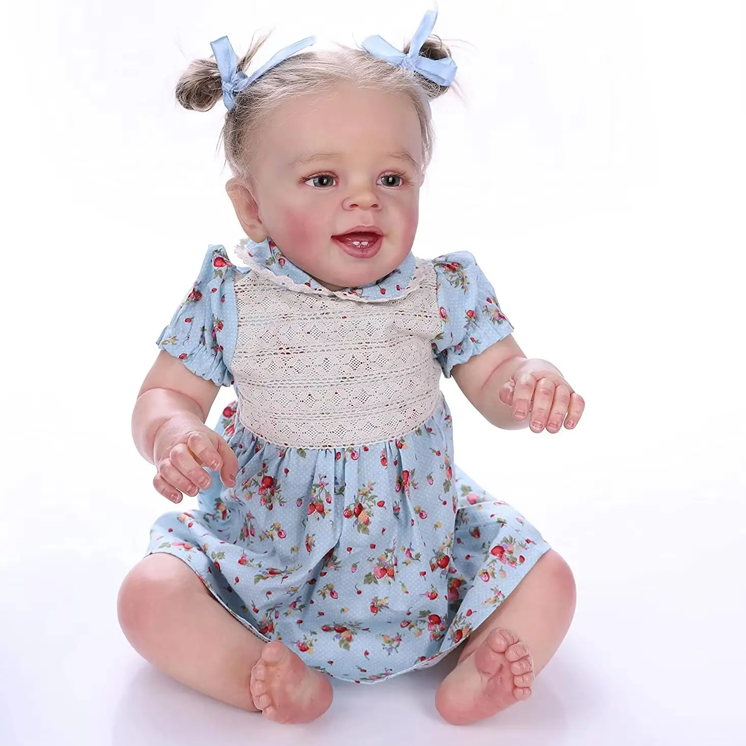 Reborn Puppen Lebensecht 22 Zoll 55cm Weiches Vinyl Stoff Körper Realistische Reborn Baby Mädchen Handgefertigt Wie Echtes Newborn Puppe