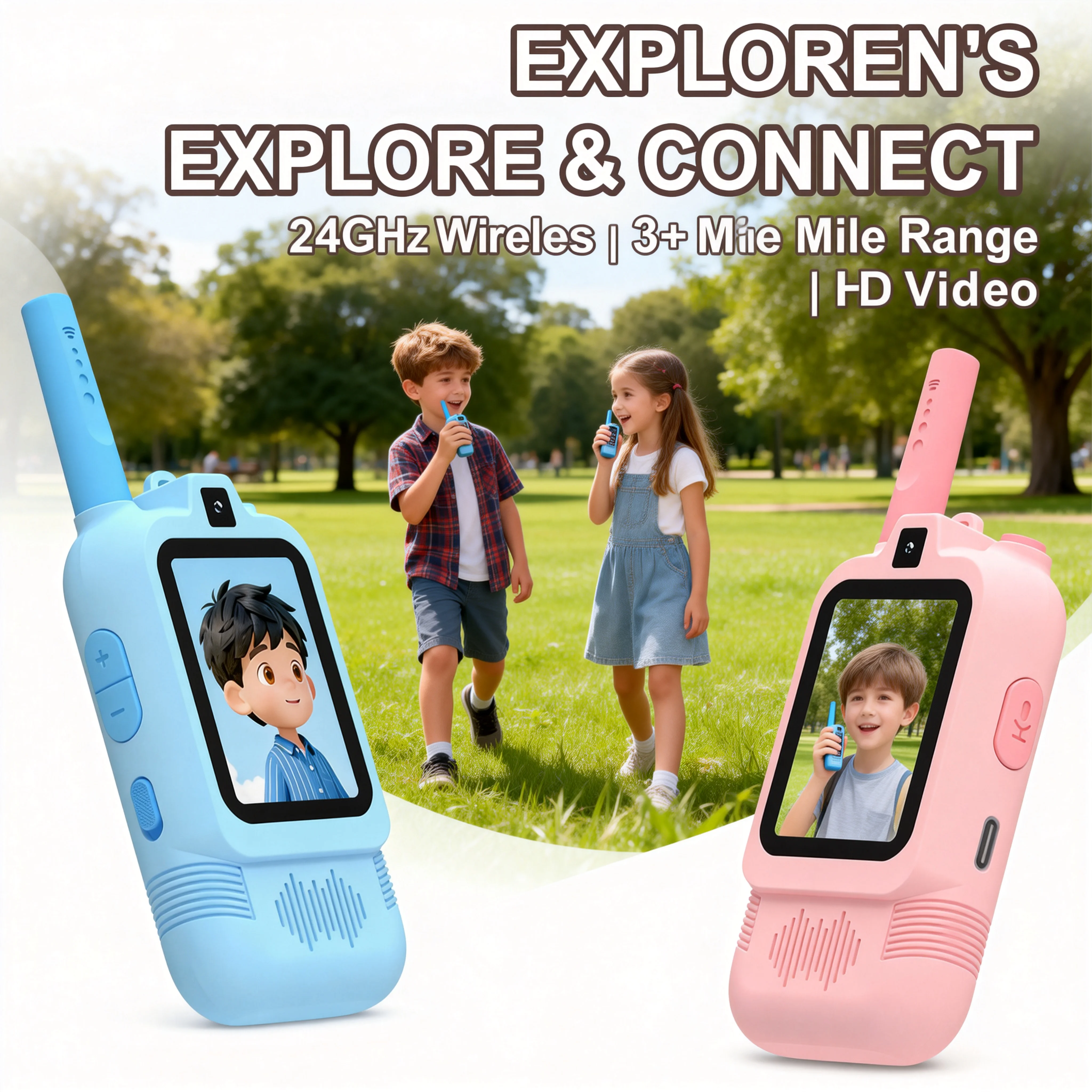 جهاز اتصال لاسلكي للأطفال مزود بشاشة عالية الدقة وكاميرا مزدوجة مقاس 2 بوصة، اتصال داخلي قابل لإعادة الشحن للأطفال، مكالمة عالية الدقة بنقرة واحدة، أدوات هدايا للأطفال