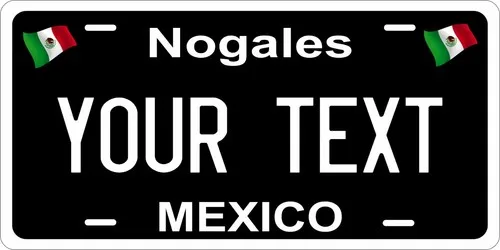 Nogales Black Mexico License Plate Personalized Car Bike Motorcycle Aluminum
