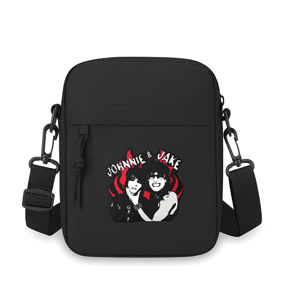

Rock band image,two persons smiling Men Crossbody Bag Single Shoulder Women Cartoon Anime Film Printing Design Unisex