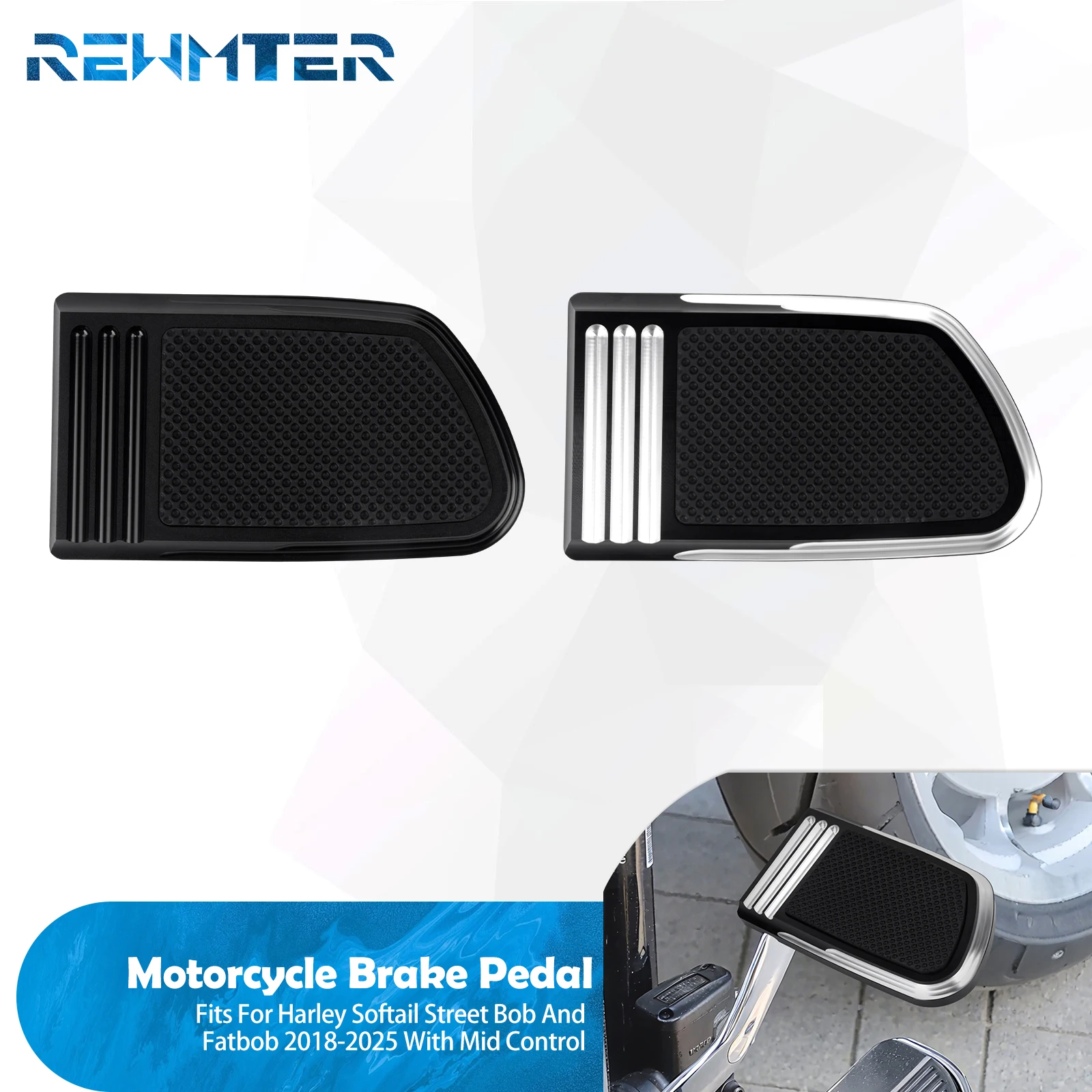 

Motorcycle Footrest Brake Pedal Foot Pegs Pad Cover For Harley Softail Street Bob Fat Bob FXBB FXDF 2018-2025 with Mid Control